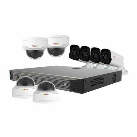 REVO AMERICA Ultra HD 16 Channel 3TB NVR Surveillance System with 8 x 4 Megapixel Cameras RU162MD4GB4G-3T